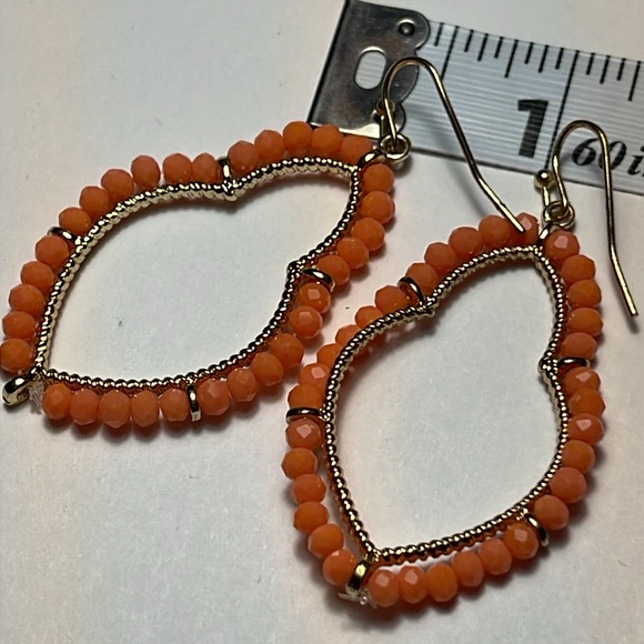 Marlyn Schiff Theresa Pave Marquis Orange Earrings - Picture 4 of 4